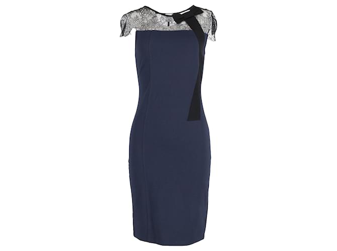 Red Valentino Lace Detail Dress in Navy Blue Viscose Polyester  ref.JC1293822 (Sold) - Joli Closet