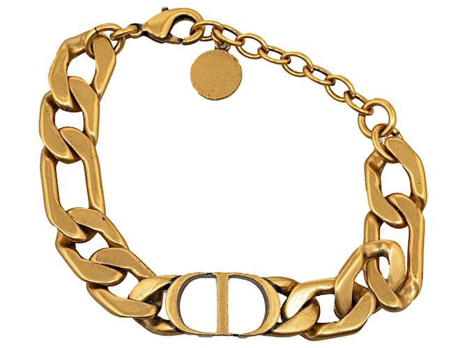 CHRISTIAN DIOR Bracelet Simple Chain Logo Gold Vintage