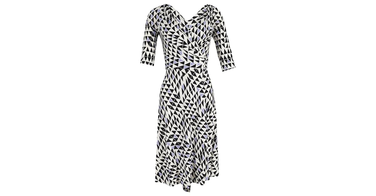 Diane Von Furstenberg Penna Geometric Print Wrap Dress in Multicolor Silk Python print ref.1302122 Joli Closet