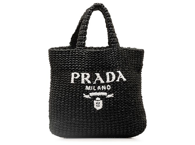 Prada Black Small Raffia Logo Tote ref.1302551 - Joli Closet