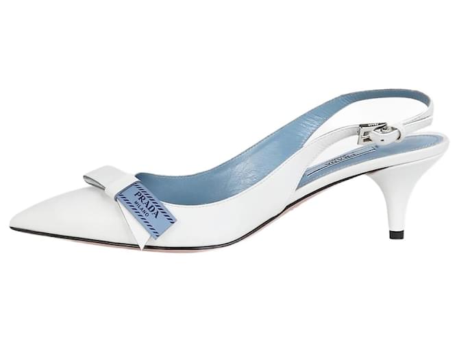 Bow Prada White leather slingback heels - size EU 38 ref