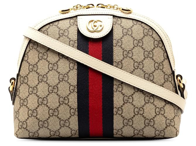 Brown Gucci Small GG Supreme Ophidia Crossbody Bag Leather