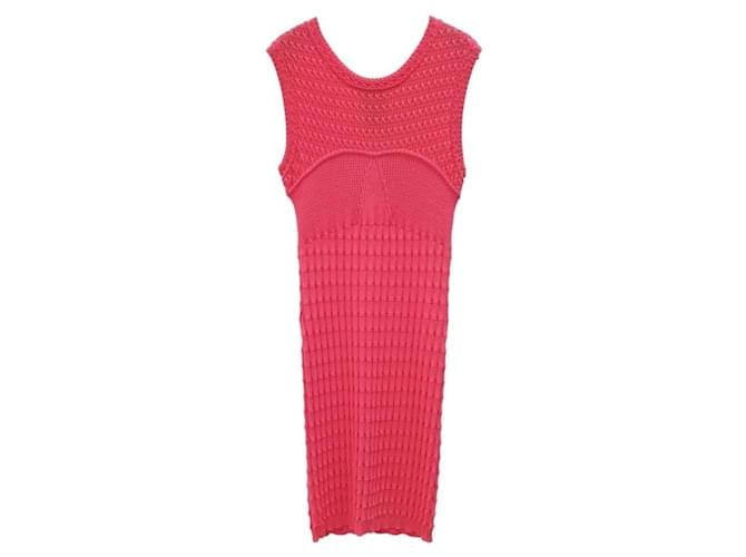 chanel pink knit dress CHANEL 17A Paris-Cosmopolite Knit Dress Lion Buttons 34 Pink
