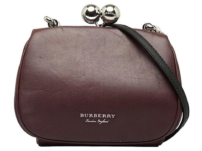 Burberry Leather Frame Bag Pink Golden Pony-style calfskin ref