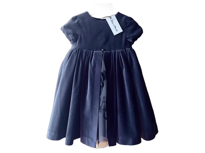 Robe bleu velours Tartine et Chocolat Robe de cérémonie Bleu