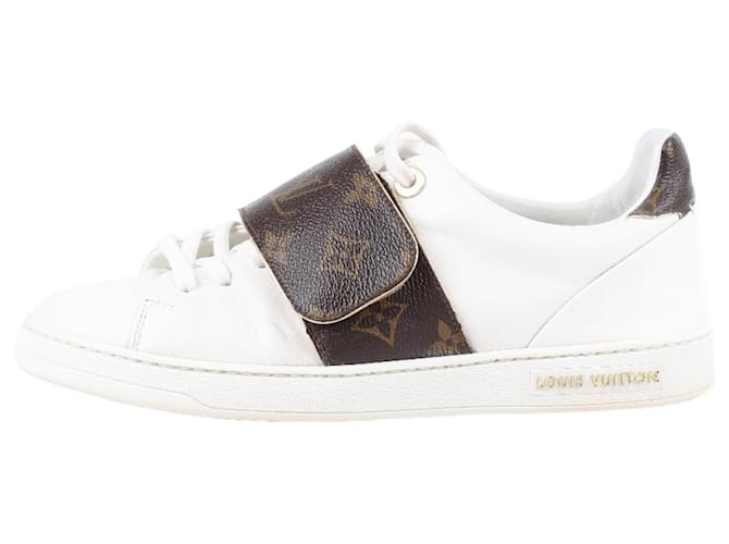 LOUIS VUITTON Calfskin Monogram Frontrow Sneaker 39 White Leather