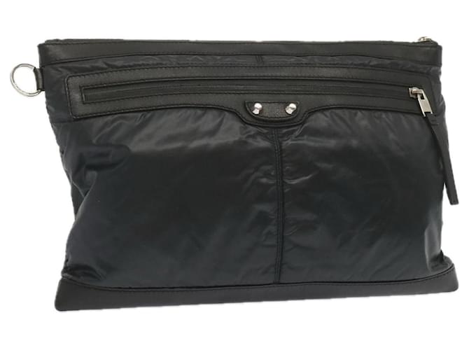 BALENCIAGA Clutch Bag Leather Nylon Black 273023 Auth bs11228 ref