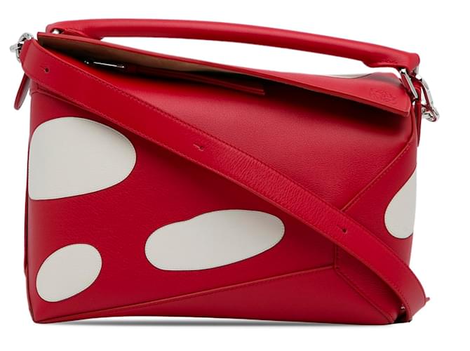 【24SS NEW】LOEWE_man / Puzzle マッシュルーム バッグ / Red Loewe Men's Puzzle Edge Mushroom Leather Crossbody Bag