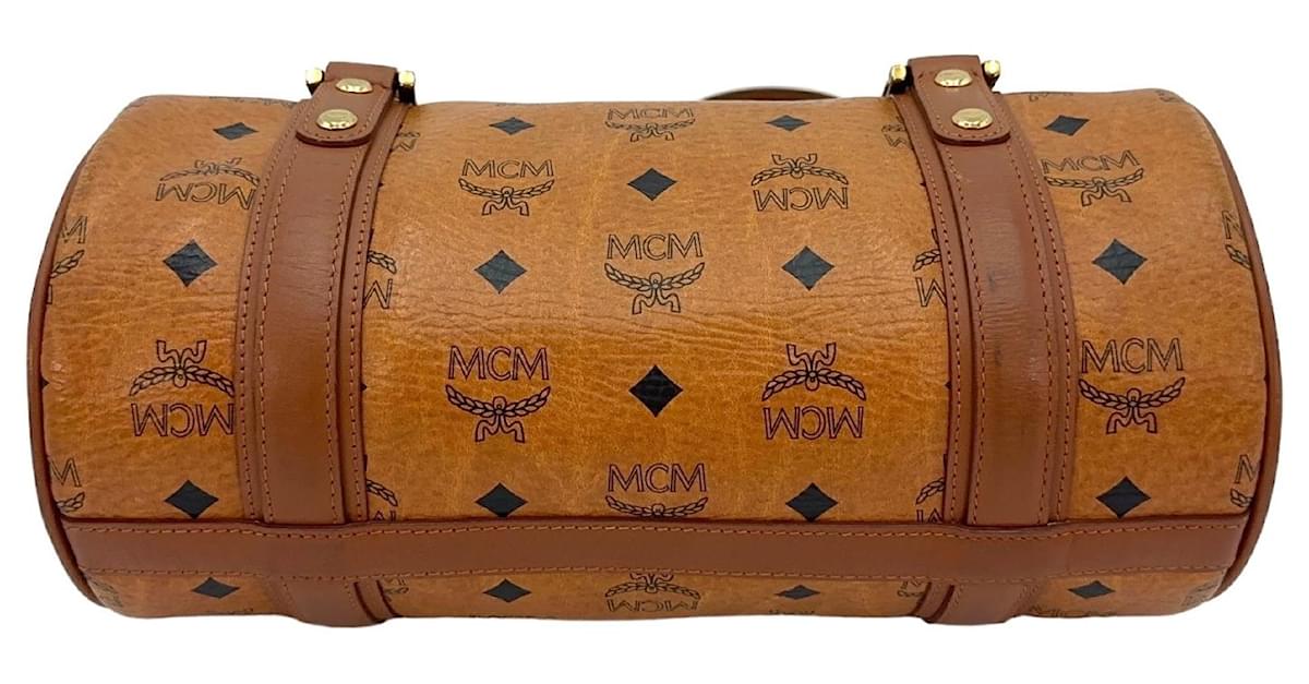 MCM Papillon handbag purse tote bag cognac logo print bag ref.1316160 Joli Closet