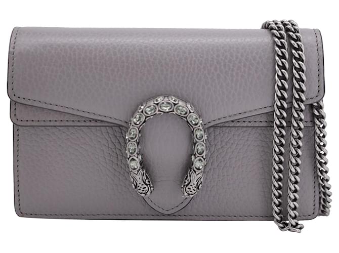 Gucci Super Mini Dionysus Shoulder Bag in Grey Leather Pony-style
