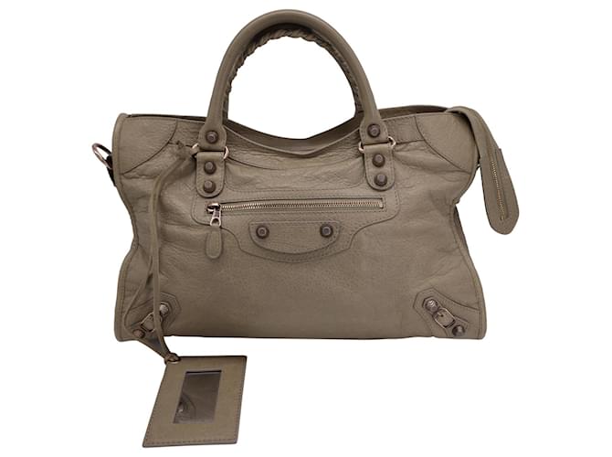 Balenciaga Giant 12 Motorcycle City Bag in Beige Lambskin Leather