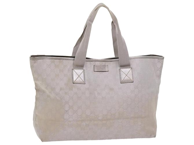 GUCCI GG Canvas Tote Bag Outlet Silver 267474 auth 69367 Silvery