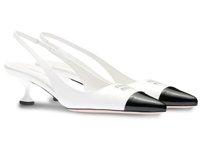 MIU MIU Pump slingback in white patent leather size 41 Black