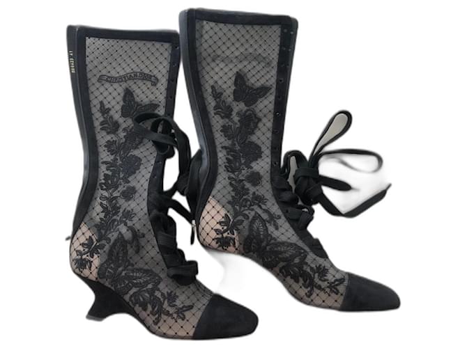 Dior Naughtily-D wedge heel Transparent mesh embroidered