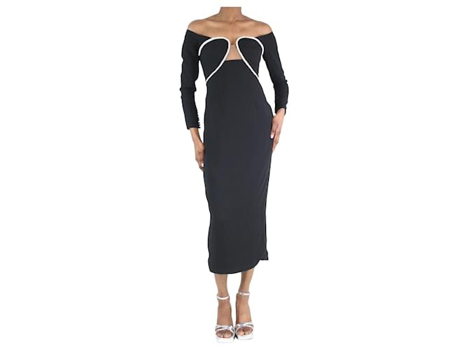 Self portrait self-portrait Black crystal-embellished corset midi