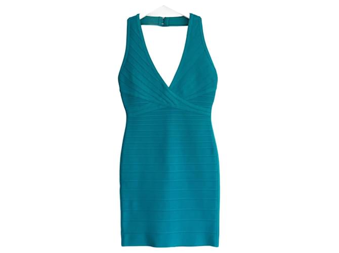 Herve Leger Nadya Bandage Dress Emerald Teal Green Rayon ref.JC1322141 (Sold) - Joli Closet Herve Leger Nadya Bandage Dress Emerald Teal Green Rayon ref.JC1322141 (Sold) - Joli Closet