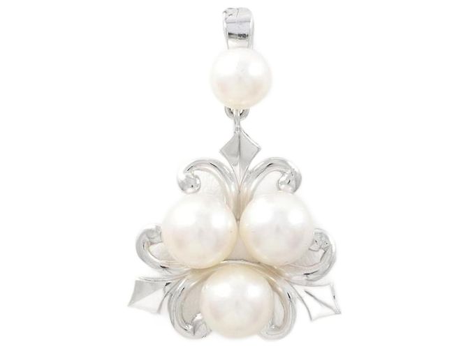 Mikimoto K14 White Gold Pearl Pendant Top in Excellent Condition ...