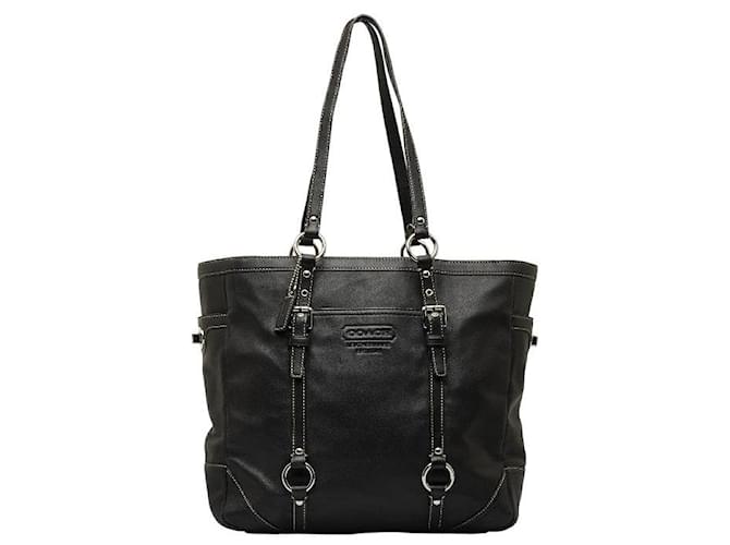 美品 2207 Vintage Coach Totebag Black Coach Leather Logo Handbag Tote Bag F11525 in Very Good Condition