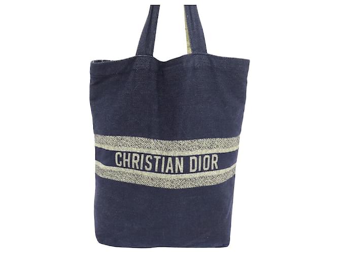 NEW CHRISTIAN DIOR HANDBAG HOLIDAY COLLECTION CABAS BLUE CANVAS