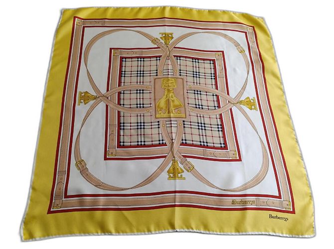 Foulard Vintage En Soie 100% - Dimensions 88x88 Cm - Couleur Ivoire - Fabriqué En Suisse - Occasion