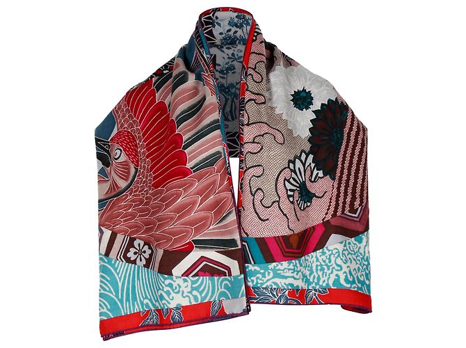 Hermès Hermes Ex-Libris en Kimonos Shawl 140 in Multicolor