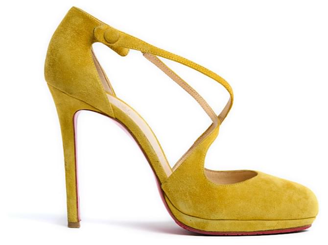 Christian Louboutin Lemon Yellow Suede Heels
