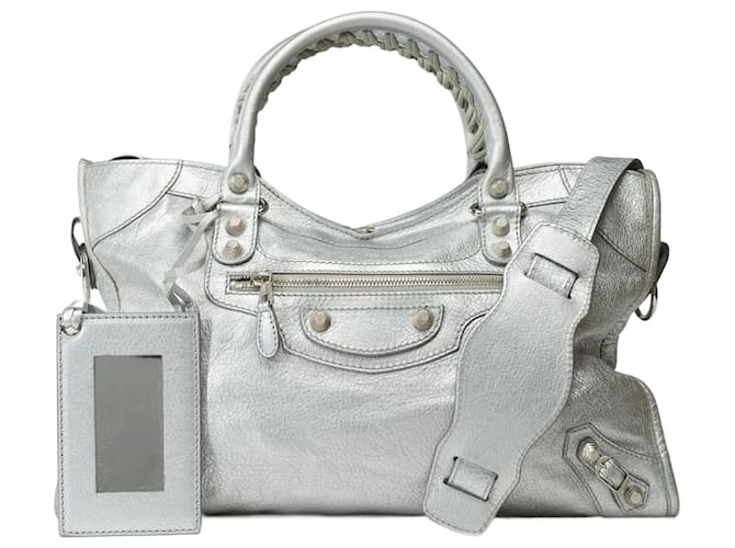 BALENCIAGA City Bag in Silver Leather 101849 Silvery