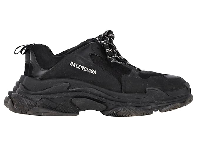 Balenciaga Triple S Sneakers in Black Polyurethane Plastic ref