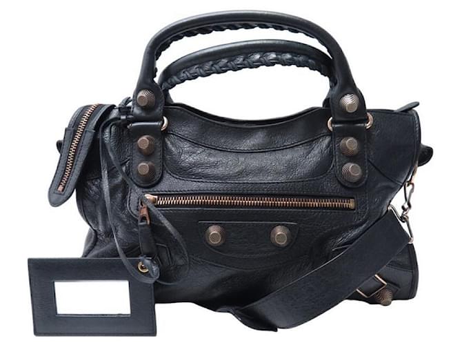 BALENCIAGA CITY GIANT HANDBAG 173084 BLACK LEATHER CROSSBODY HAND