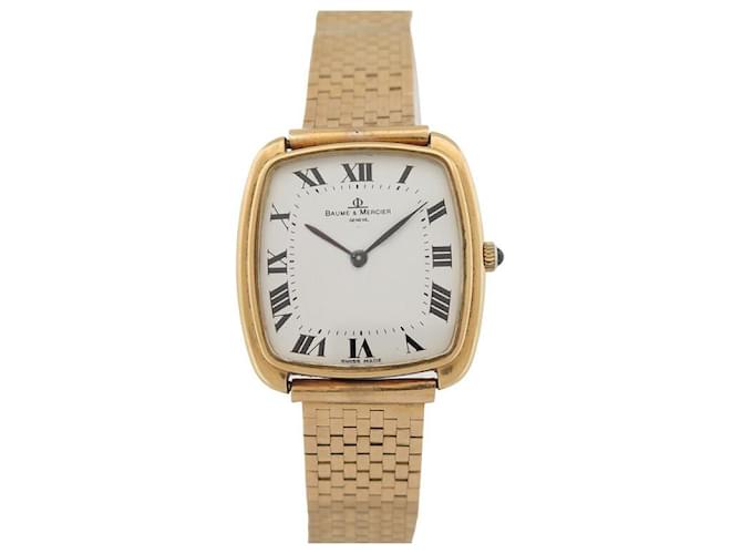 VINTAGE BAUME MERCIER EXTRA FLAT SQUARE WATCH 37213 Yellow gold