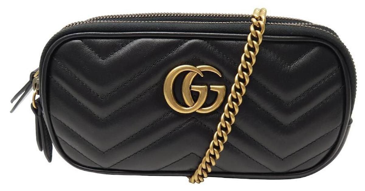 NOVA BOLSA GUCCI GG MARMONT CHAIN PM 546581 bolsa de couro preta Preto ref.1336667 Joli Closet