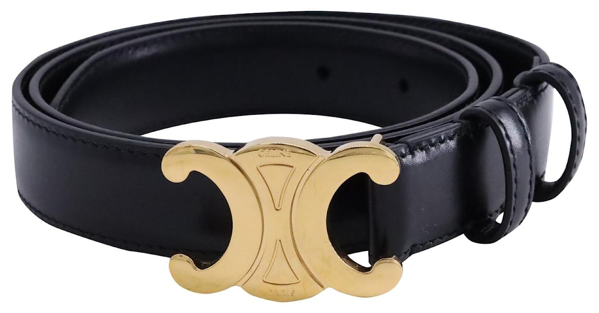 Celine Ceinture a boucle Celine Triomphe en cuir noir ref.1341850 Joli Closet