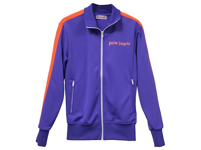 【関税込み】Palm Angels パープル ジップアップジャケット Palm Angels logo-print zip-up Track Jacket | Purple | FARFETCH