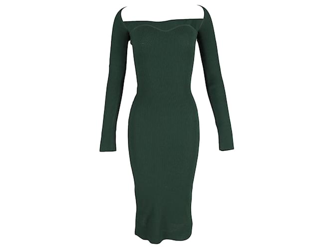 Khaite Beth Ribbed-Knit Midi Dress in Green Viscose Cellulose fibre  ref.JC1344854 (Sold) - Joli Closet