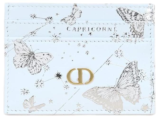 Dior Caro Freesia Card Holder White Leather ref.1346002