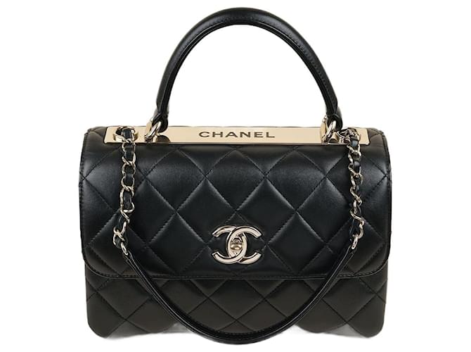 Chanel Small CC Trendy Top Handle Black Leather Joli