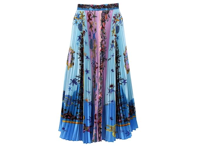 Versace Starfish-Print Pleated Midi Skirt in Blue Silk ref Versace Starfish-Print Pleated Midi Skirt in Blue Silk ref