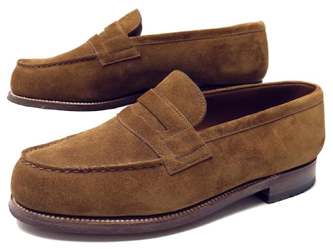 JM Weston ゴルフ 5.5 E JM WESTON LOAFERS 180 5.5E 39.5 wide 40 SUEDE LOAFERS SHOES Camel