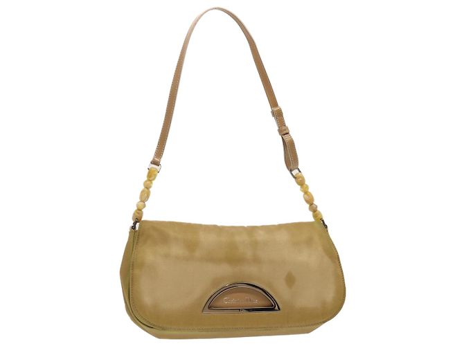 Christian Dior Maris Pearl Shoulder Bag Nylon Beige Auth 70945 ref 