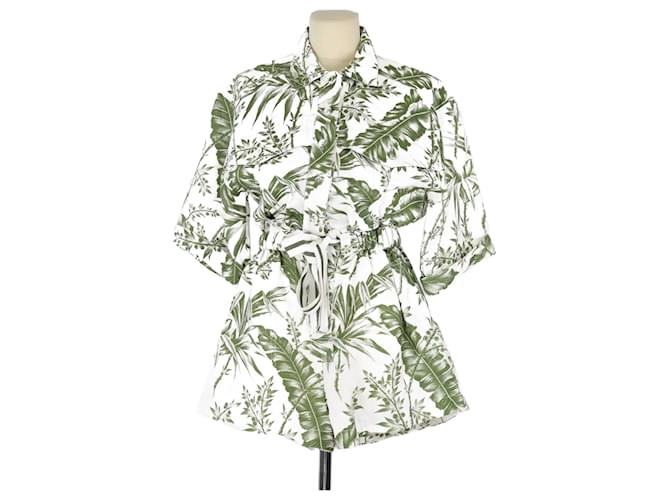 zimmermann green and white dress Zimmermann High Tide Eyelet Mini Dress in Green Sailboats main image 0