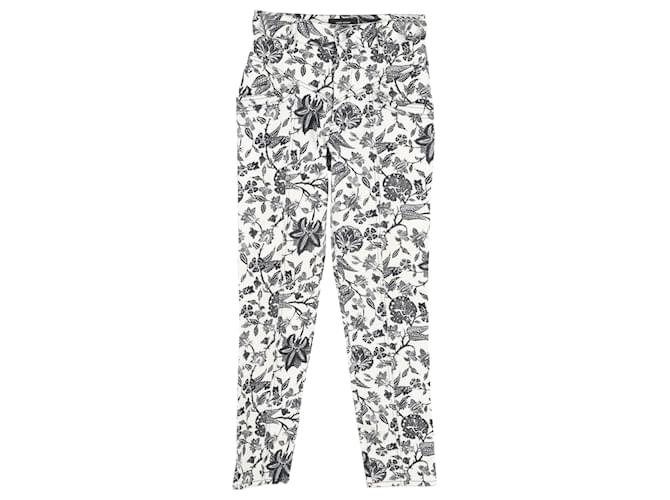 Isabel Marant Lorrick Cropped Floral-Print Jeans in White Cotton