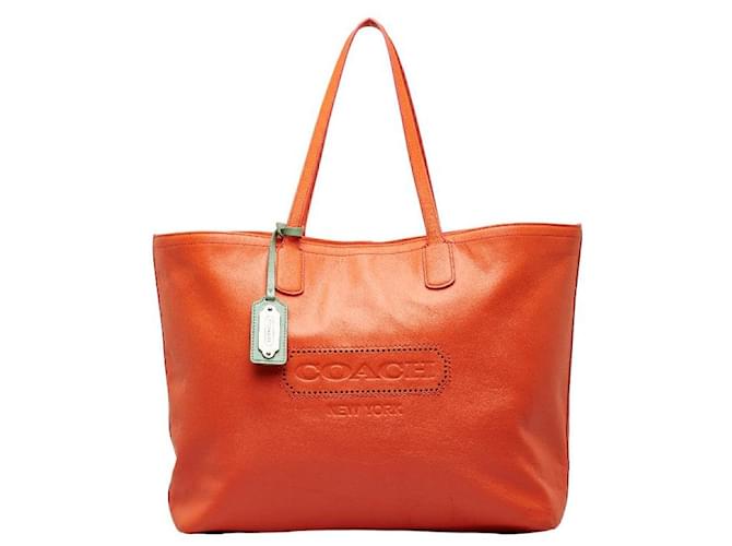 Coach Leather Logo Tote Bag 23104P in Very Good Condition