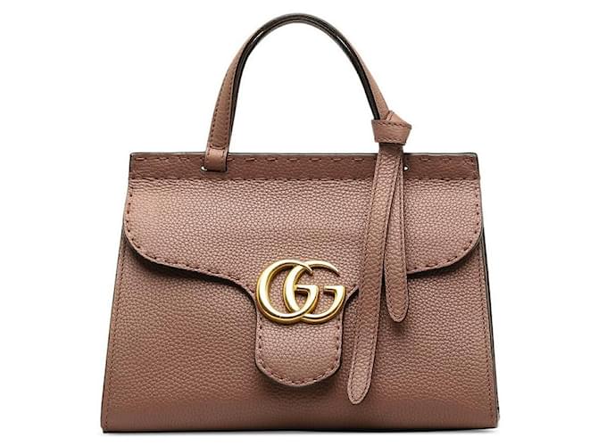 Gucci GG Marmont Top Handle Bag Leather Handbag 442622 in good