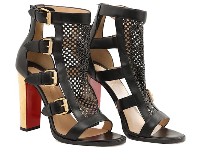 Christian Louboutin ゴールド フラットシューズ 38 Christian Louboutin Kate 100mm Pumps in Gray Python 38 | 7.5