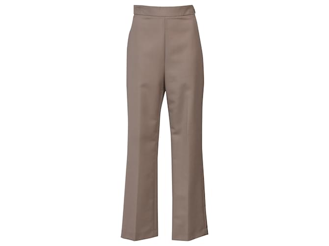 Fendi Straight-Leg Pants in Beige Mohair and Wool Brown ref