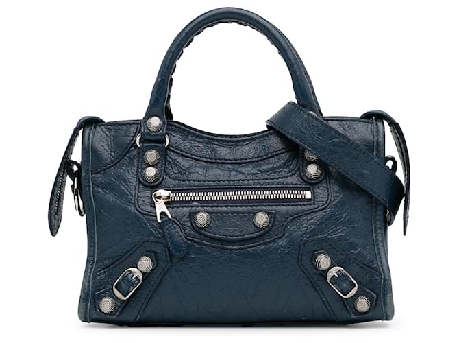 Balenciaga Blue Mini Agneau Motocross Giant 12 city Leather ref