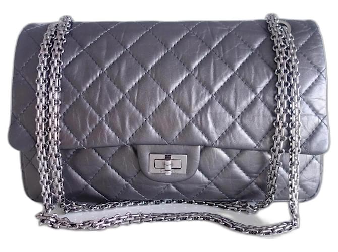 Chanel bag 28cm Grey Leather Joli Closet