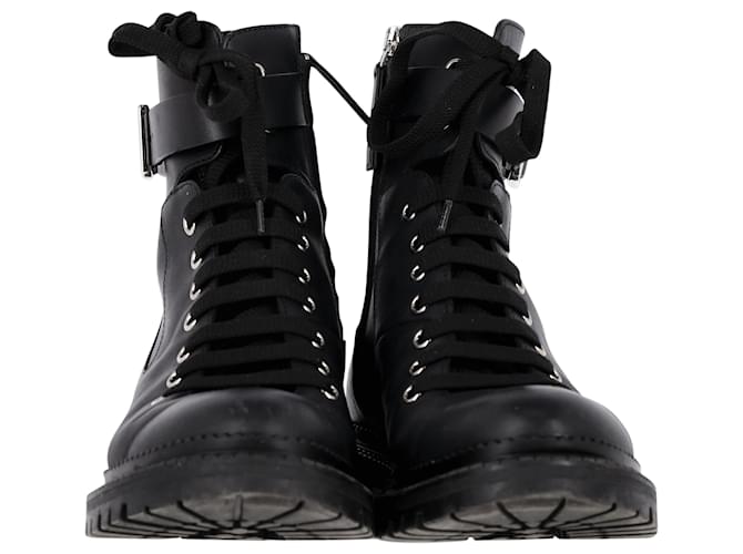 Hugo Boss Botas militares con hebillas Boss en cuero negro ref - Main Image