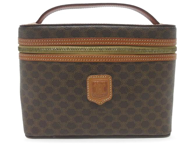 Céline Celine Brown Macadam Vanity Bag Pony-style calfskin Cloth ref ...