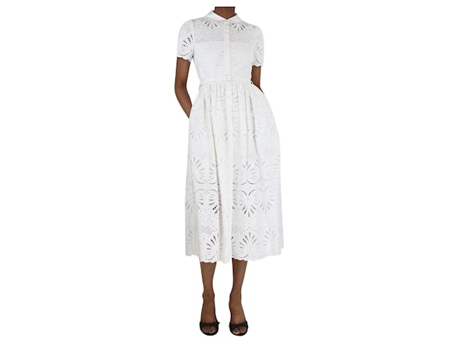 Self portrait White embroidered cotton midi dress - size UK 8 (Sold) - Joli  Closet